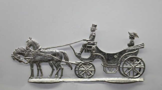 Kutsche im Halt mit einer vornehmen Dame / Gräfin 1830-1870